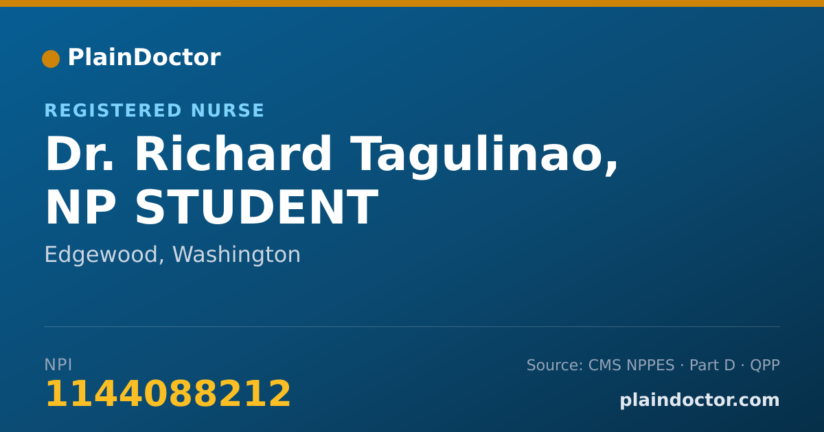 Shareable card for Richard Tagulinao, NP STUDENT - Registered Nurse, Edgewood, WA