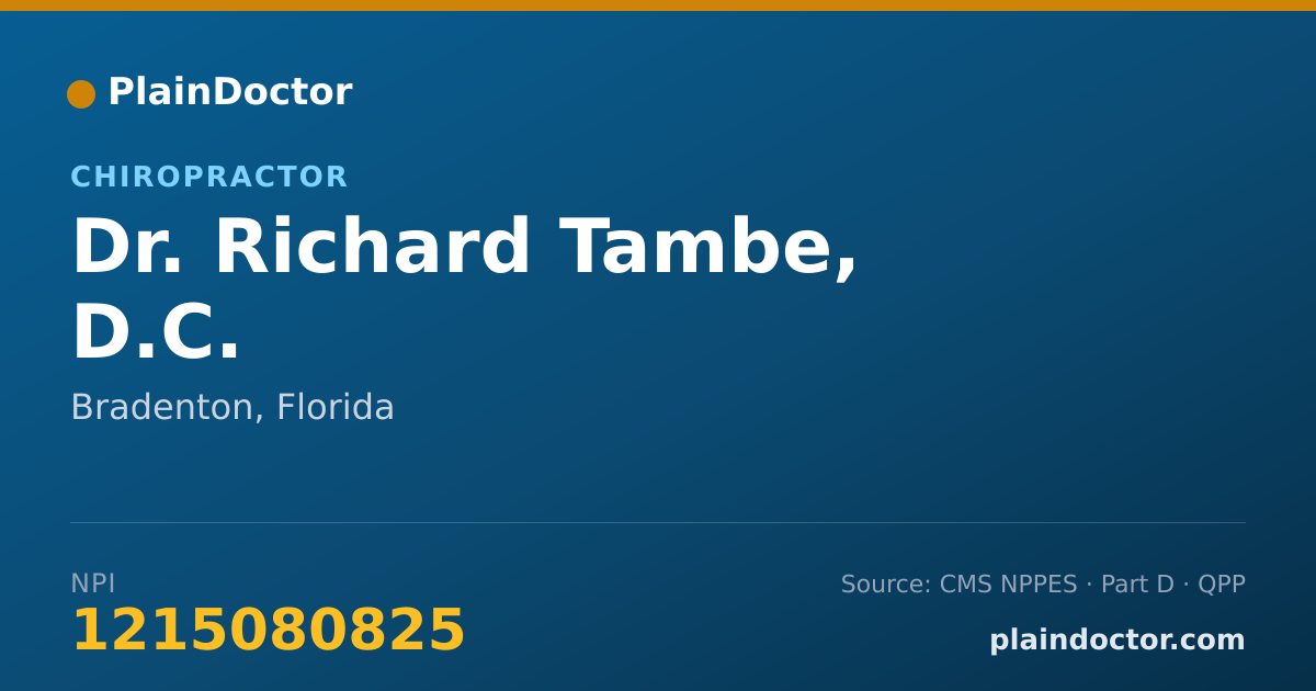 Shareable card for Richard Tambe, D.C. - Chiropractor, Bradenton, FL