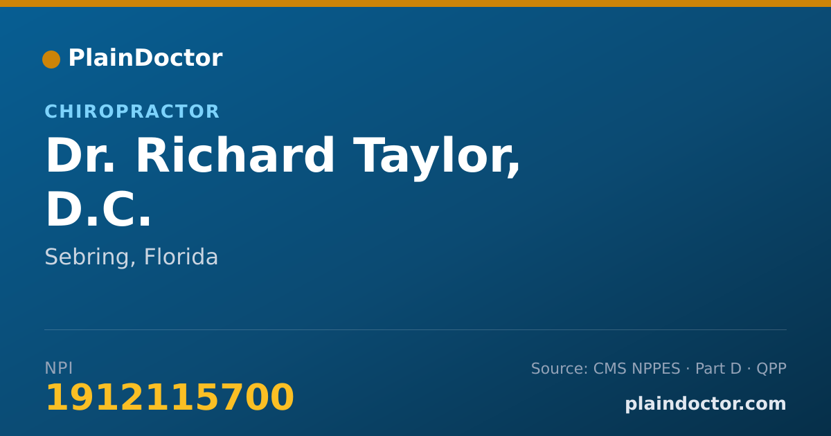 Shareable card for Richard Taylor, D.C. - Chiropractor, Sebring, FL