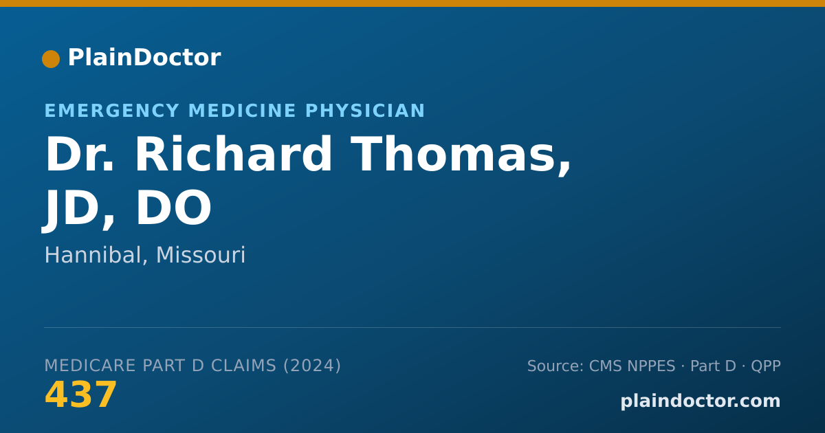 Shareable card for Richard Thomas, JD, DO - Emergency Medicine Physician, Hannibal, MO