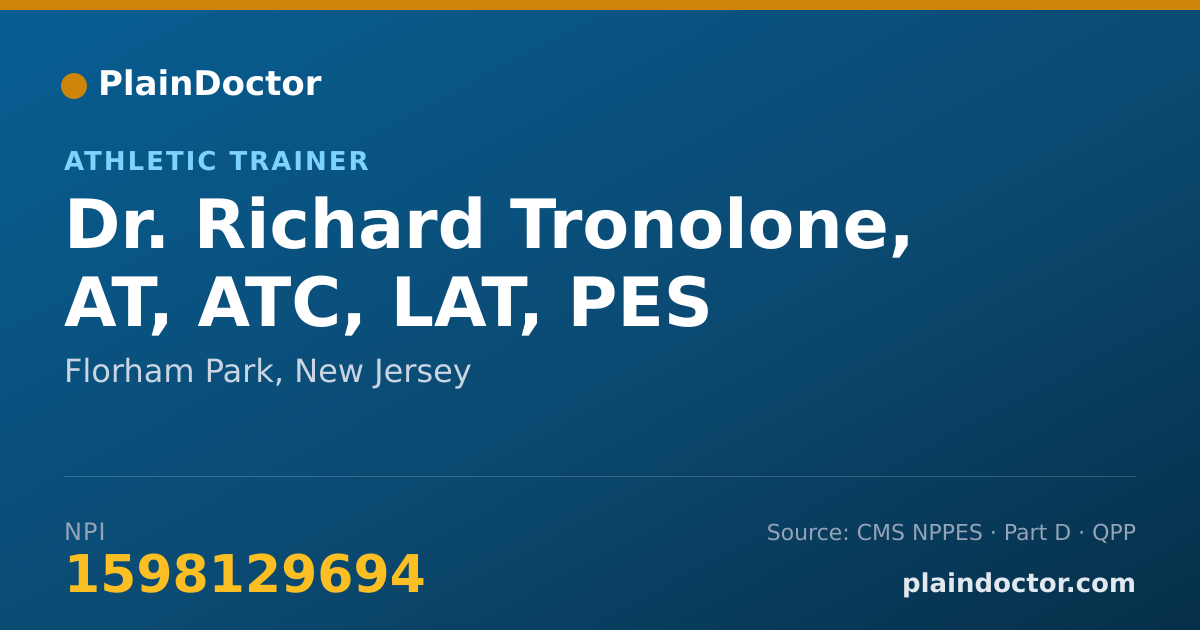 Shareable card for Richard Tronolone, AT, ATC, LAT, PES - Athletic Trainer, Florham Park, NJ