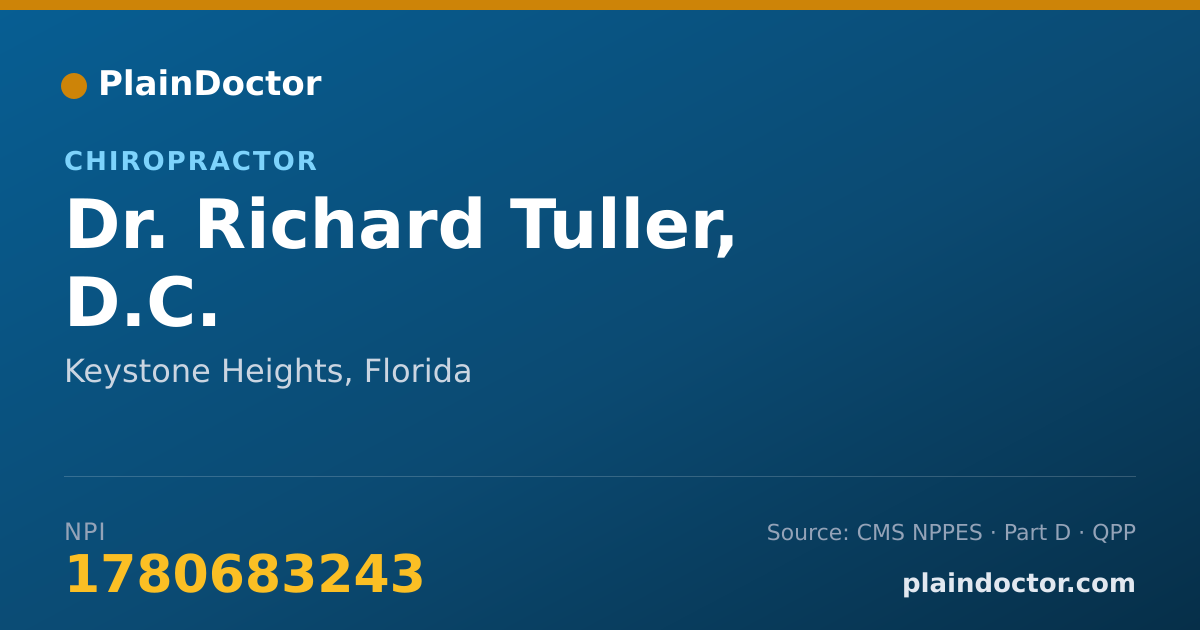 Shareable card for Richard Tuller, D.C. - Chiropractor, Keystone Heights, FL