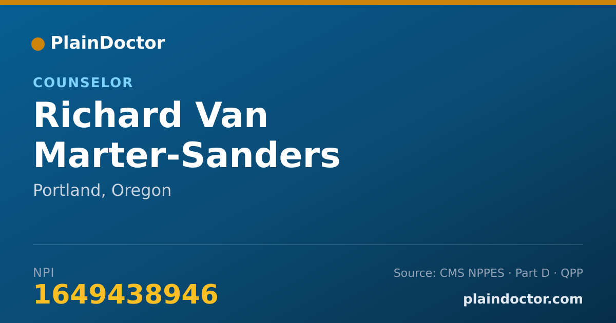 Shareable card for Richard Van Marter-Sanders - Counselor, Portland, OR