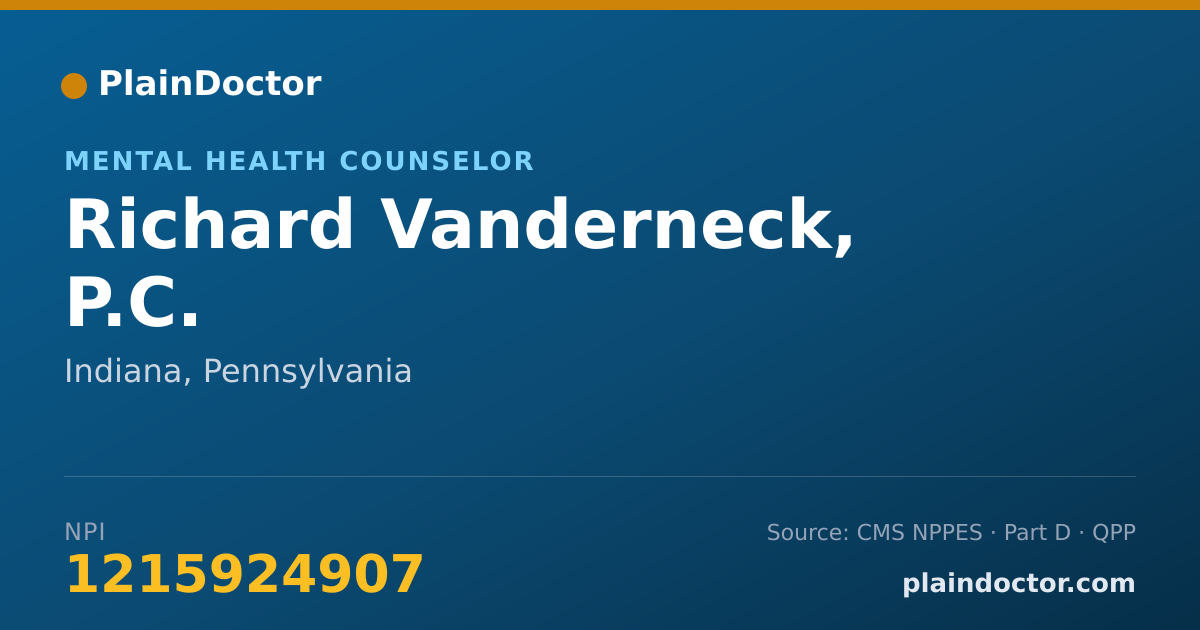 Shareable card for Richard Vanderneck, P.C. - Mental Health Counselor, Indiana, PA