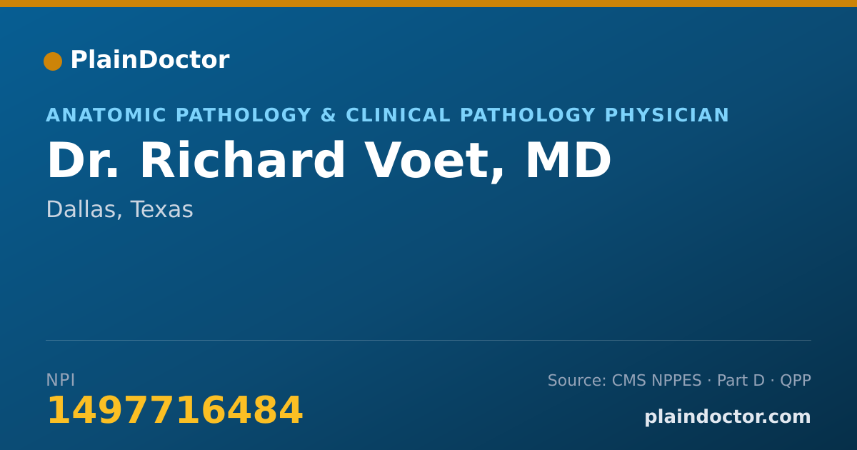 Shareable card for Richard Voet, MD - Anatomic Pathology & Clinical Pathology Physician, Dallas, TX
