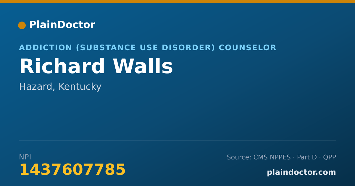 Shareable card for Richard Walls - Addiction (Substance Use Disorder) Counselor, Hazard, KY
