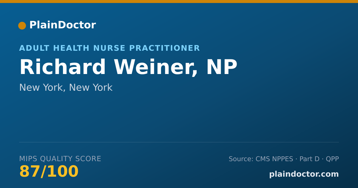 Shareable card for Richard Weiner, NP - Adult Health Nurse Practitioner, New York, NY
