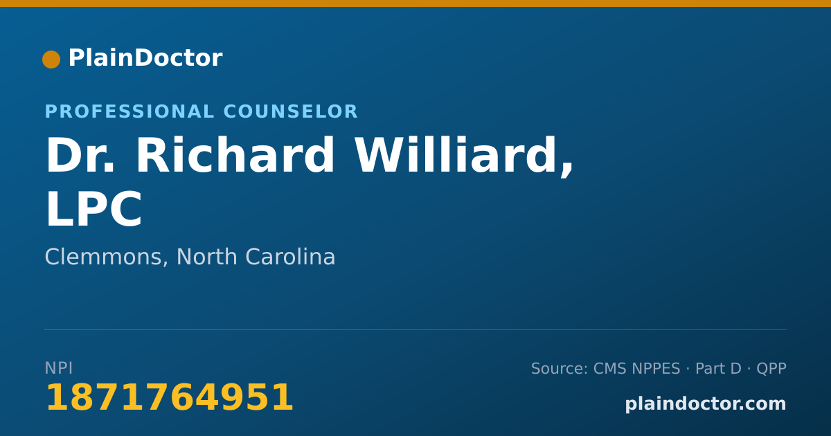 Shareable card for Richard Williard, LPC - Professional Counselor, Clemmons, NC