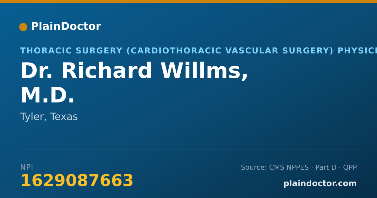 Shareable card for Richard Willms, M.D. - Thoracic Surgery (Cardiothoracic Vascular Surgery) Physician, Tyler, TX
