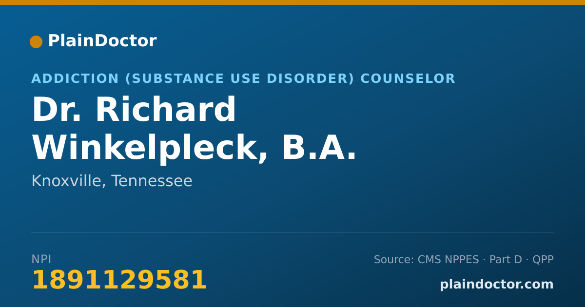Shareable card for Richard Winkelpleck, B.A. - Addiction (Substance Use Disorder) Counselor, Knoxville, TN
