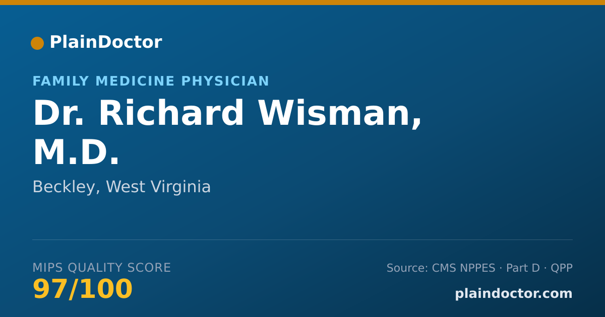Shareable card for Richard Wisman, M.D. - Family Medicine Physician, Beckley, WV
