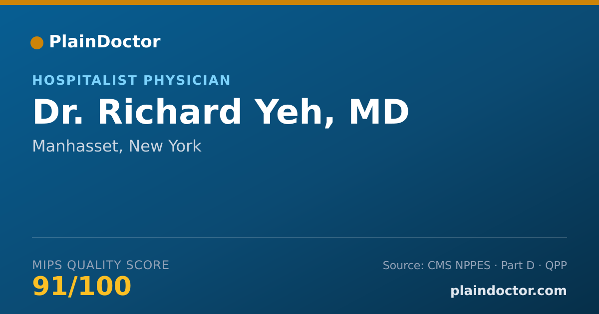 Shareable card for Richard Yeh, MD - Hospitalist Physician, Manhasset, NY