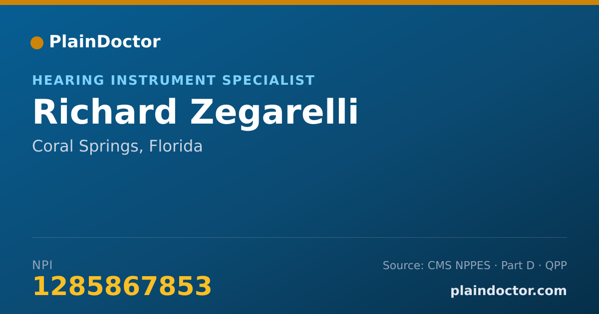 Shareable card for Richard Zegarelli - Hearing Instrument Specialist, Coral Springs, FL