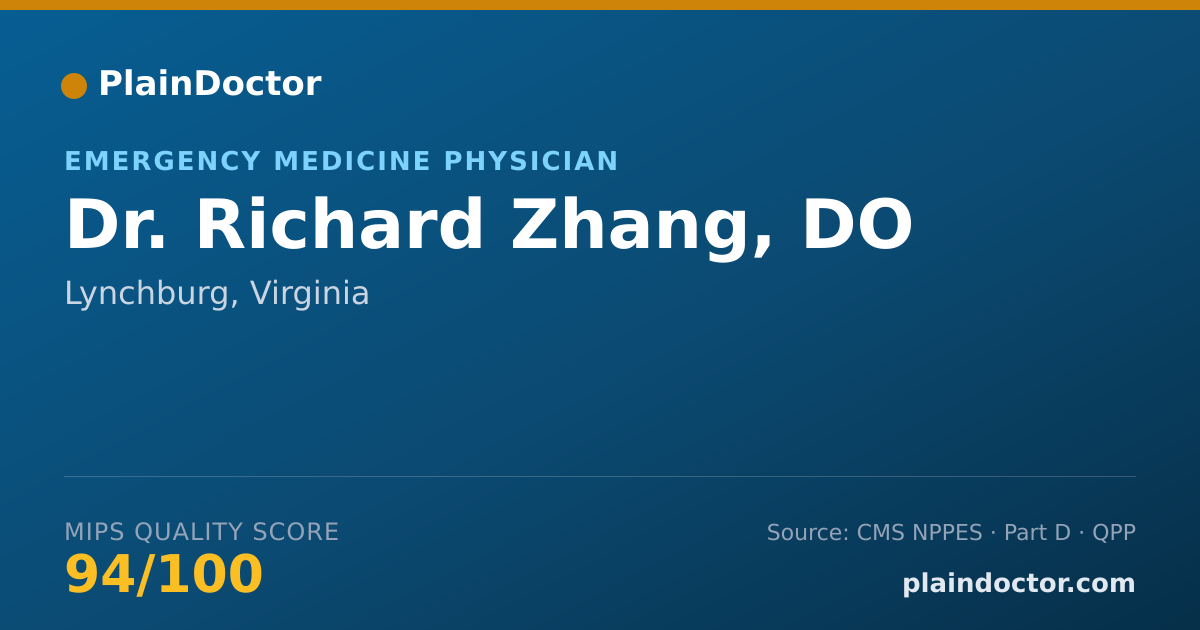 Shareable card for Richard Zhang, DO - Emergency Medicine Physician, Lynchburg, VA