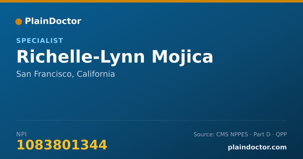 Shareable card for Richelle-Lynn Mojica - Specialist, San Francisco, CA