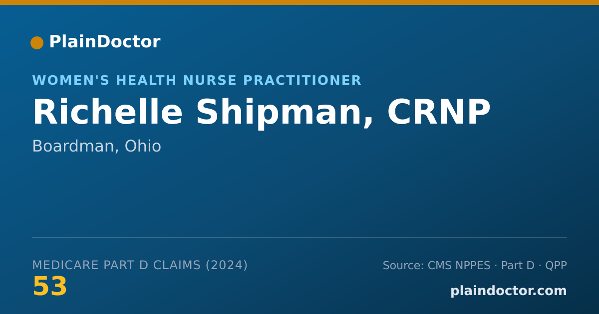 Shareable card for Richelle Shipman, CRNP - Women's Health Nurse Practitioner, Boardman, OH