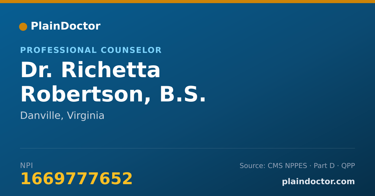 Shareable card for Richetta Robertson, B.S. - Professional Counselor, Danville, VA