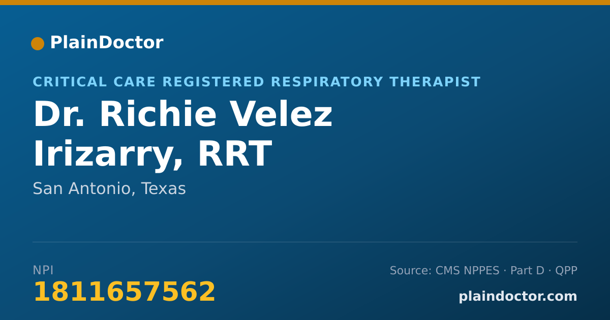 Shareable card for Richie Velez Irizarry, RRT - Critical Care Registered Respiratory Therapist, San Antonio, TX