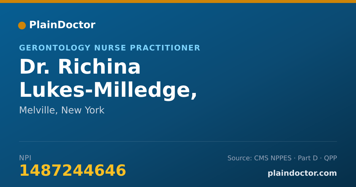 Shareable card for Richina Lukes-Milledge, AGPCNP-BC - Gerontology Nurse Practitioner, Melville, NY