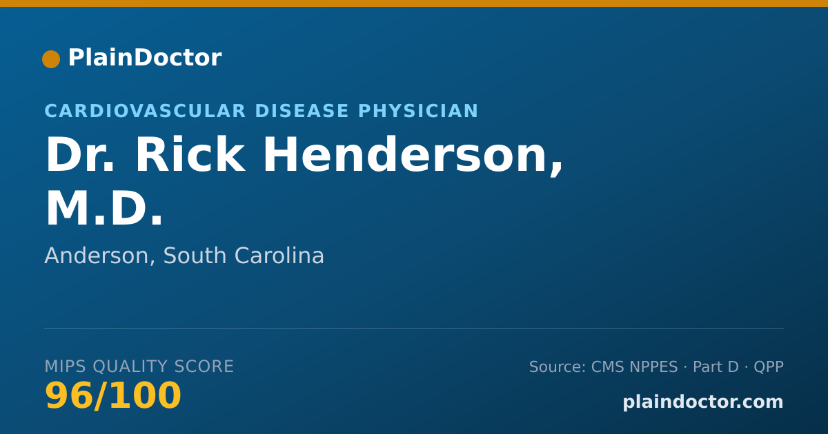 Shareable card for Rick Henderson, M.D. - Cardiovascular Disease Physician, Anderson, SC