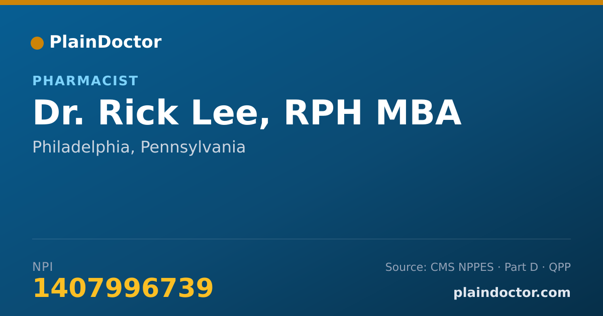 Shareable card for Rick Lee, RPH MBA - Pharmacist, Philadelphia, PA