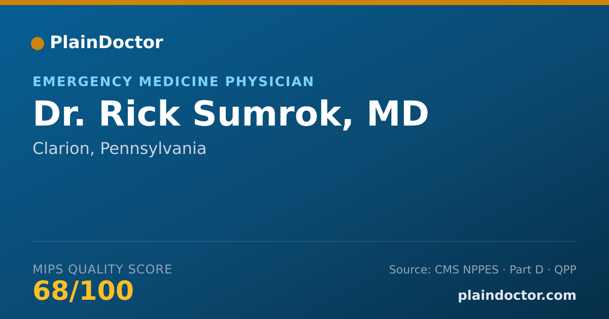 Shareable card for Rick Sumrok, MD - Emergency Medicine Physician, Clarion, PA