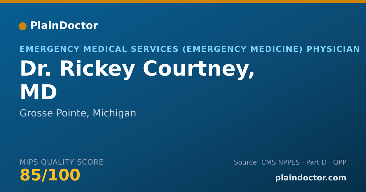 Shareable card for Rickey Courtney, MD - Emergency Medical Services (Emergency Medicine) Physician, Grosse Pointe, MI