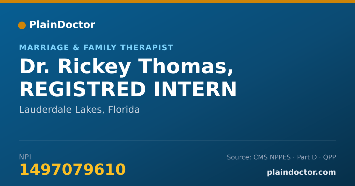 Shareable card for Rickey Thomas, REGISTRED INTERN - Marriage & Family Therapist, Lauderdale Lakes, FL