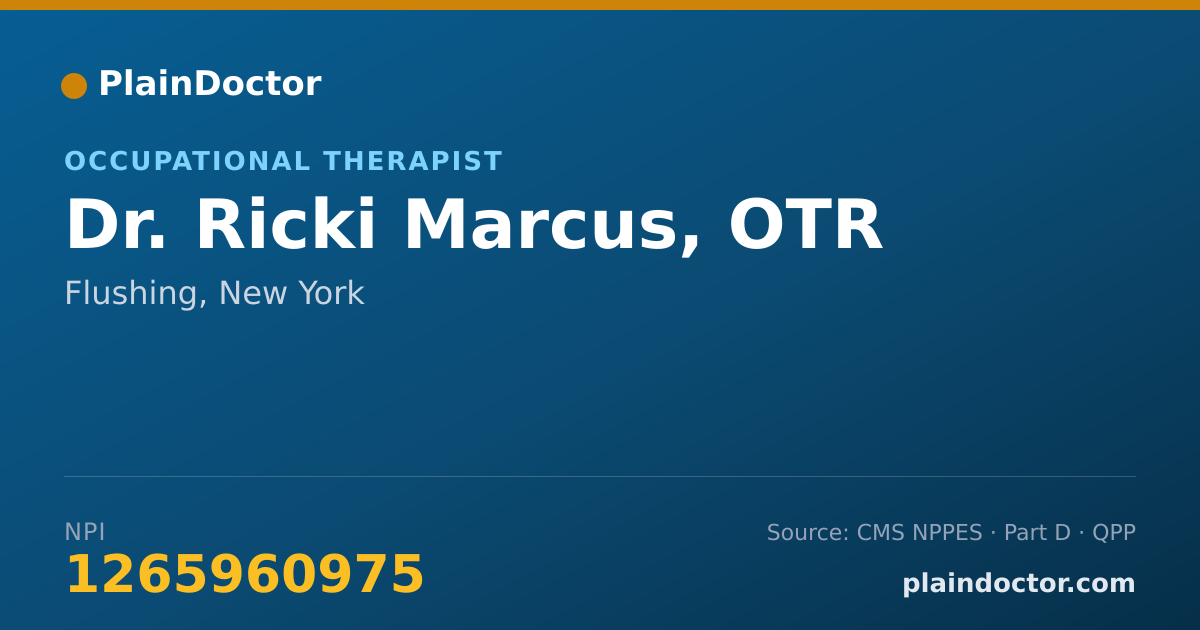 Shareable card for Ricki Marcus, OTR - Occupational Therapist, Flushing, NY