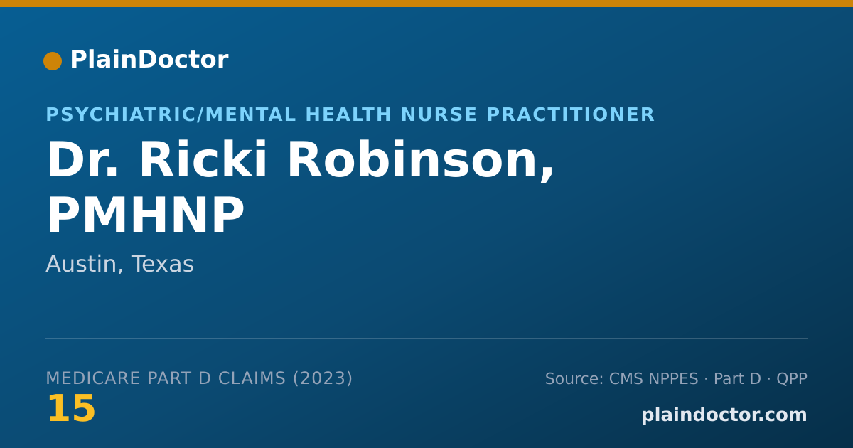 Shareable card for Ricki Robinson, PMHNP - Psychiatric/Mental Health Nurse Practitioner, Austin, TX