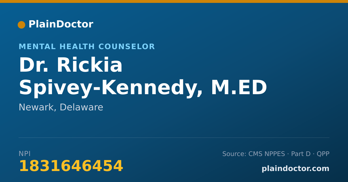 Shareable card for Rickia Spivey-Kennedy, M.ED - Mental Health Counselor, Newark, DE