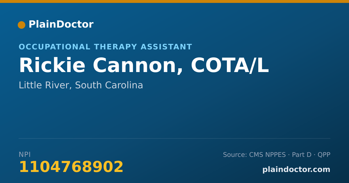Shareable card for Rickie Cannon, COTA/L - Occupational Therapy Assistant, Little River, SC