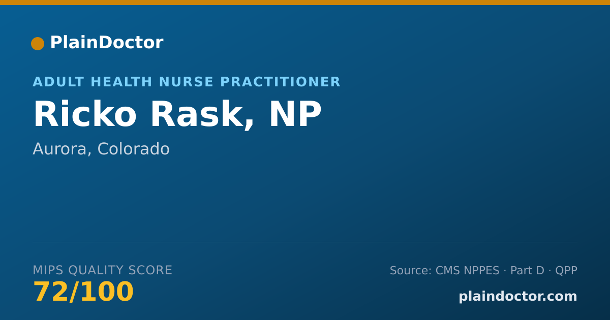 Shareable card for Ricko Rask, NP - Acute Care Nurse Practitioner, Aurora, CO