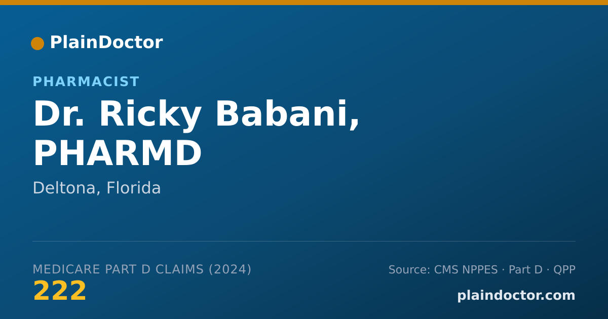 Shareable card for Ricky Babani, PHARMD - Pharmacist, Deltona, FL