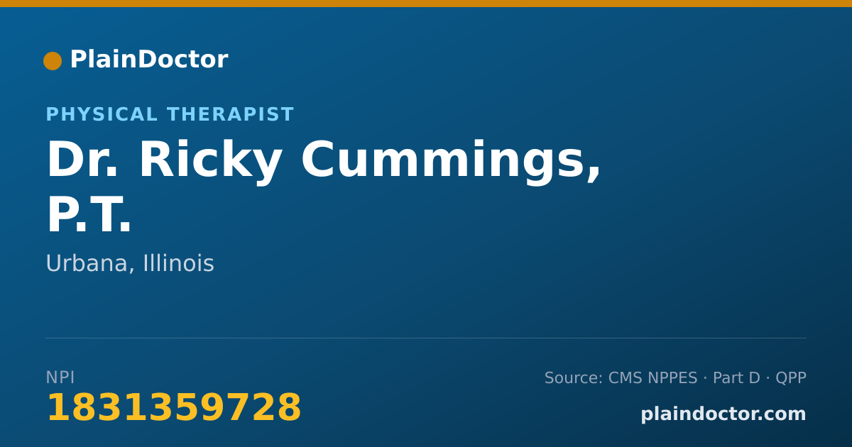 Shareable card for Ricky Cummings, P.T. - Physical Therapist, Urbana, IL