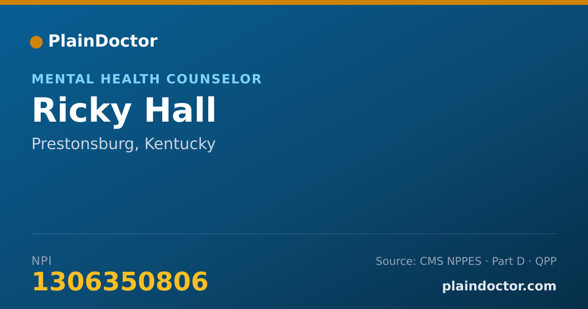 Shareable card for Ricky Hall - Mental Health Counselor, Prestonsburg, KY