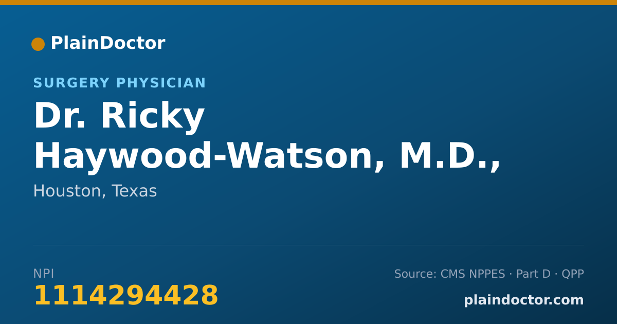 Shareable card for Ricky Haywood-Watson, M.D., PH.D. - Surgery Physician, Houston, TX