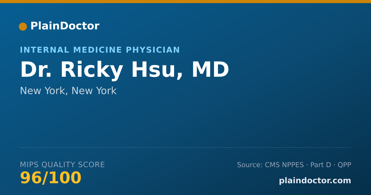 Shareable card for Ricky Hsu, MD - Internal Medicine Physician, New York, NY