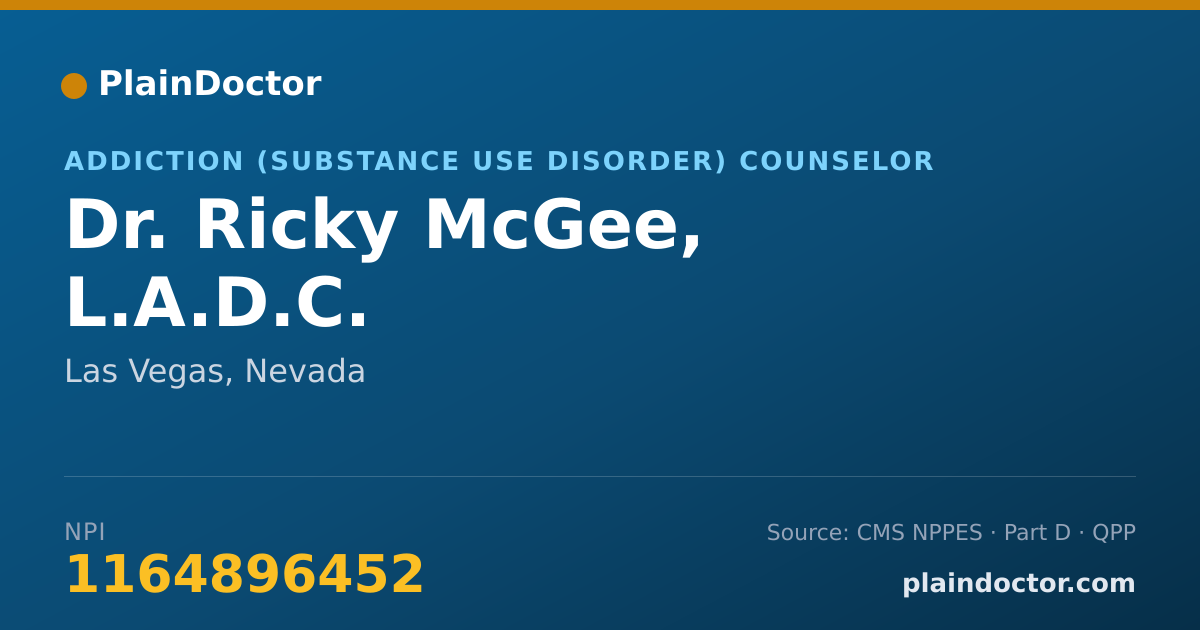 Shareable card for Ricky McGee, L.A.D.C. - Addiction (Substance Use Disorder) Counselor, Las Vegas, NV
