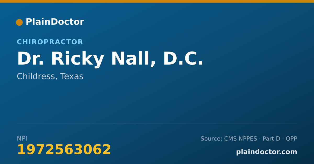 Shareable card for Ricky Nall, D.C. - Chiropractor, Childress, TX