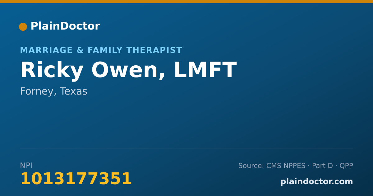 Shareable card for Ricky Owen, LMFT - Marriage & Family Therapist, Forney, TX