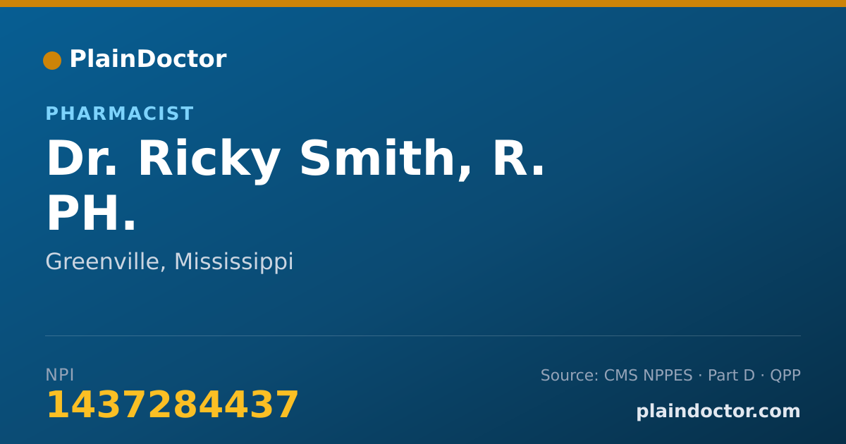 Shareable card for Ricky Smith, R. PH. - Pharmacist, Greenville, MS