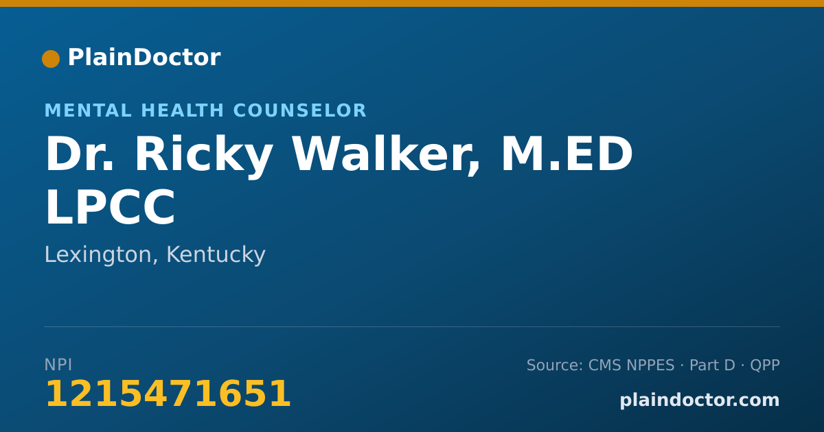 Shareable card for Ricky Walker, M.ED LPCC - Mental Health Counselor, Lexington, KY