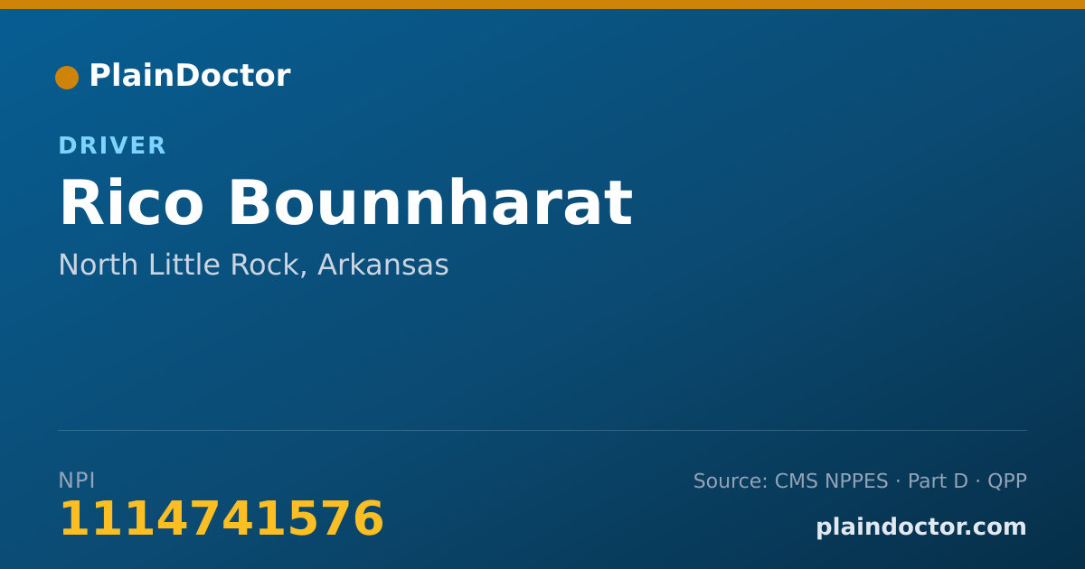 Shareable card for Rico Bounnharat - Driver, North Little Rock, AR
