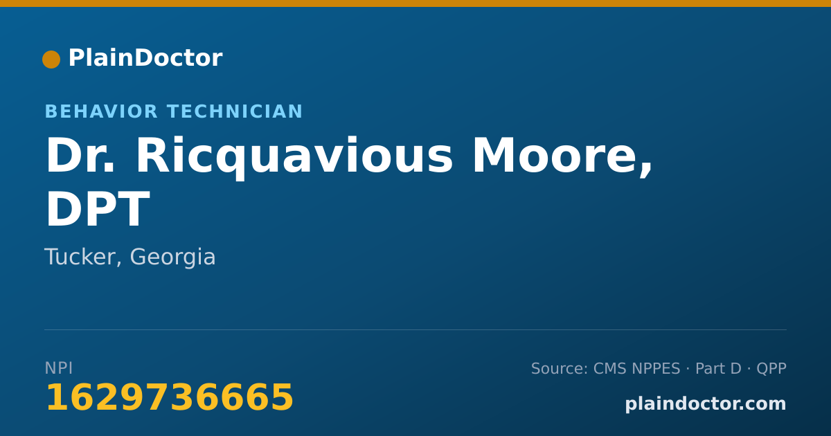 Shareable card for Ricquavious Moore, DPT - Behavior Technician, Tucker, GA