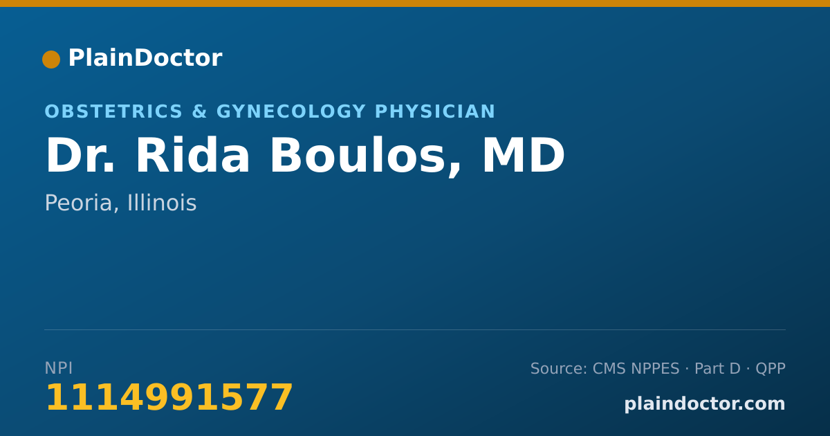 Shareable card for Rida Boulos, MD - Obstetrics & Gynecology Physician, Peoria, IL