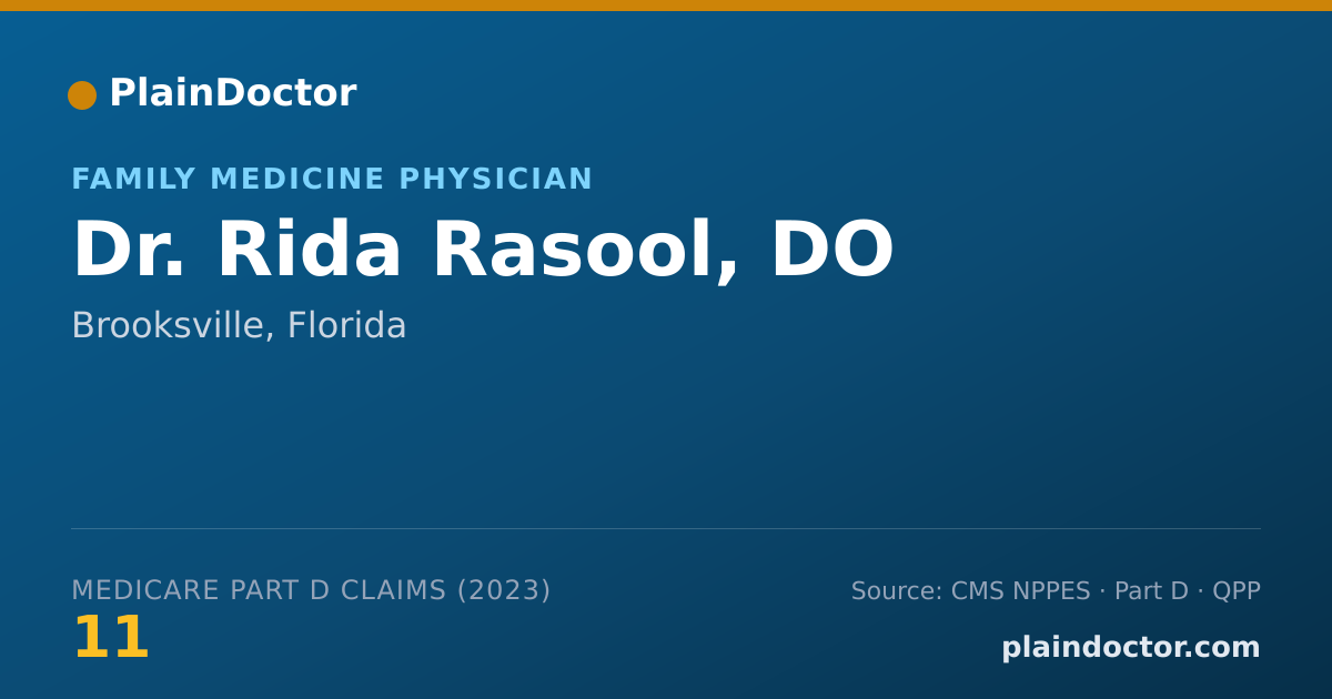 Shareable card for Rida Rasool, DO - Family Medicine Physician, Brooksville, FL