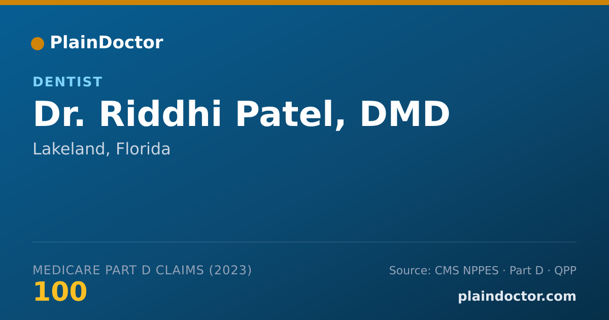 Shareable card for Riddhi Patel, DMD - Dentist, Lakeland, FL