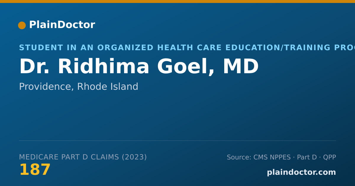 Shareable card for Ridhima Goel, MD - Student in an Organized Health Care Education/Training Program, Providence, RI