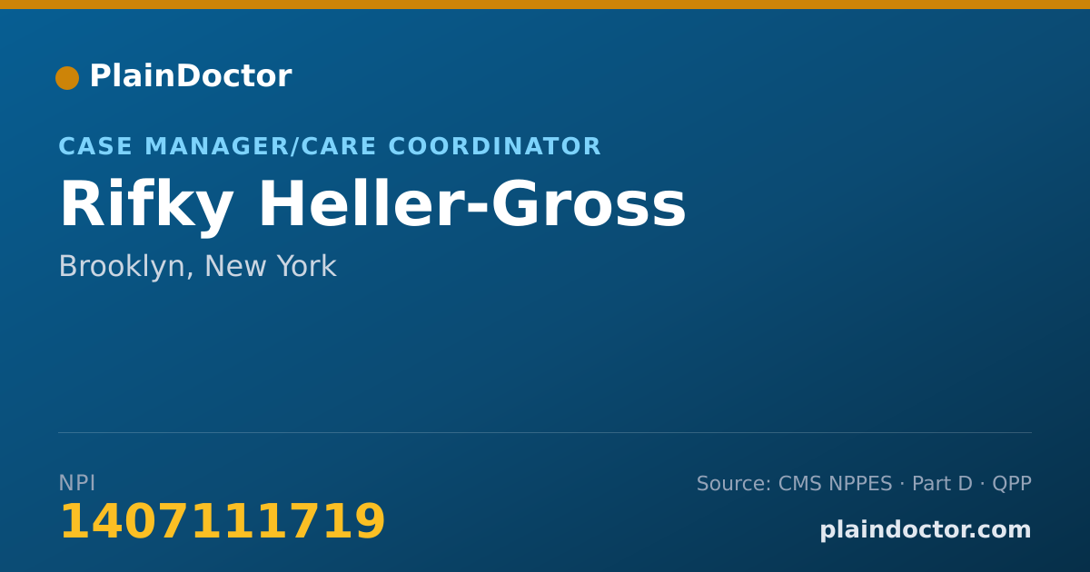 Shareable card for Rifky Heller-Gross - Case Manager/Care Coordinator, Brooklyn, NY